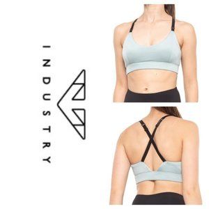 NWT $74 INDUSTRY ACTIVE Women XS Adjustable Strap Sports Bra Medium Impact SAGE